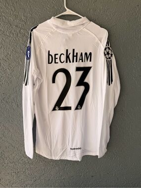 Beckham Real Madrid 2003/04 Retro Jersey White Long Sleeve